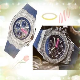 All Dials Work Mens Diamonds Ring Watches Stopwatch Quartz Core Movement Calendar DAYDATE President top model set auger crime Wris2866