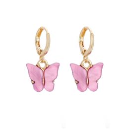 Update Arylic Butterfly Earrings Colored Butterfly Dangle Ear Ring Clip Chandelier Women Earrings Fashion Jewelry