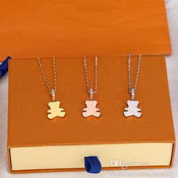 Necklace Designer Jewelry Luxury fashion pendants gift Rose Gold Platinum Bear bag lock diamond pendant necklaces for women long c254c