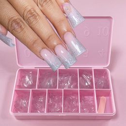 False Nails 500pcs Duck Nail Tips Clear Half Cover Artificial Press On For Short Acrylic Fake Art Manicure Tools 230909