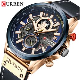 CURREN Watch Men Fashion Quartz Watches Leather Strap Sport Clocks Wristwatch Chronograph Clock Male Creative Design Dial234h