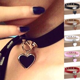 Update Gothic Heart Choker Necklace Collar Multi Adjustable Leather Chokers Women Necklaces Rock Fashion Jewellery
