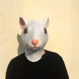 Funny Realistic Mouse Rat Latex Full Head Mask Halloween Costume Party Cosplay Prop Donald Masquerade DrUp Adults Gift X0803271C