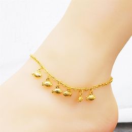 Summer Beach Foot Chain Women Anklet 18k Yellow Gold Filled Heart fish Shaped Jewelry Gift261l