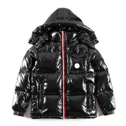 Colourful Placket Double Zippers Mens Down Jacket Chest Pocket Badge Hooded puffer jacket Detachable Hat coat Winter down jackets S269E