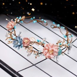 Wedding Hair Jewellery flower headwear handmade beads Baroque flowers garland circular hoop crown Bridal wedding accessories 230909