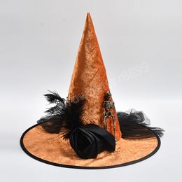 New Halloween Witch Hat Unisex Adults Halloween Party Cosplay Hat Props Decorations Carnival Costume Accessory