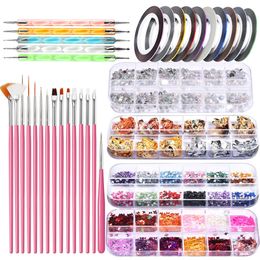 Nail Brushes Kit Manicure Strip Art Jewelry Set Beginners Accessories Setnail Tools 230909