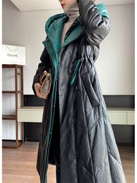 Winter New Genuine Leather down Jacket Long Womens Slim-Fit Sheepskin down Jacket Western Style Fashionable Jacket