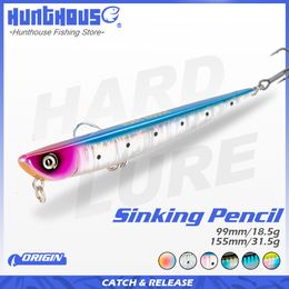 Baits Lures Hunthouse Bay RUF MANIC 99 155mm 18.5 31.5g Sinking Pencil Fishing Lure Saltwater Stickbait For Sea Bass 230909