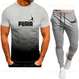 Men's Tracksuits 2023S Hot Selling New Men's Knitwear+Pants Set Men's Sports Set Brand Printing Casual Fashion Cotton Short Sleeve T-shirt S T230910
