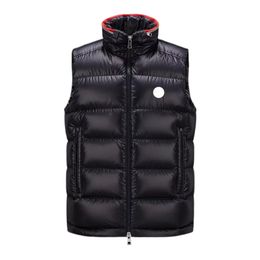 Men's Vests Colorful Hidden Hat Stand Collar Mens Down Vest Chest Badge Men Gilet Fashion Designer Gilets Winter Warm Coat Size 1--5