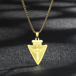 Pendant Necklaces QIAMNI Fashion Unique Arrow Sword Necklace Stainless Steel Amulet Jewellery Vintage Spear Triangle Choker Charm Gift