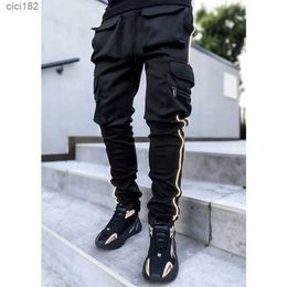 GODLIKEU Cargo Pants Spring And Autumn Men's Stretch Multi-Pocket Reflective Straight Sports Fitness Casual Trousers Joggers 5JIKR