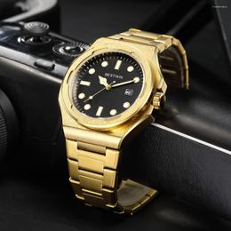Wristwatches Luxury Men Watch Full Stainless Steel Band Reloj With Calendar Male Quartz Wristwatch Business Man Gold Black Quality Clock