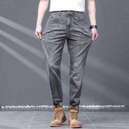 Mens Stretch Jeans Youth Trendy Loose Straight Pants Fashionable All-Match Retro Casual Pants Mens
