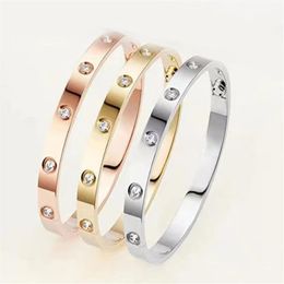 Fashion Silver Rose Gold Bangle Screwdriver diamond luxury designer Jewellery Women's men bracelet with box272r