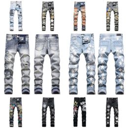 Designer Jeans Men's Original Quality Men's Jeans High Street Men's Embroidered Women's Pants Extra Large Open Denim Panel Hip Hop Pants Asian Sizes 29-38