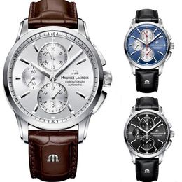 2022 MAURICE LACROIX Watch Ben Tao Series Three-eye Chronograph Fashion Casual Top Luxury Leather Gift Watch304z