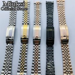 20mm silver gold rose gold black jubilee stainless steel watch band folding buckle fit watch case strap bracelet207y