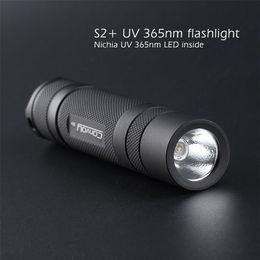 Convoy S2 UV 365nm led flashlight with nichia LED in side Fluorescent agent detectionUVA 18650 Ultraviolet flashlight 220812207P