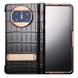 QIALINO Genuine Real Crocodile Leather Case For Huawei Mate X3 Alligator Skin Holder Cover