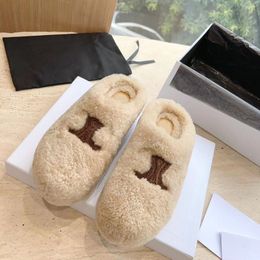 Triumph Gate lambs wool thick bottom shoes women 23 new cute heightening lazy head wrapped half drag fur shoes blue warm