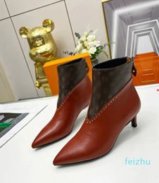 Womens Designers Boots Leather Martin Ankle Chaelsea Boot Fashion Wave Coloured Elastic Webbing Luxury platform T