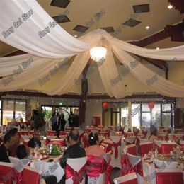 Party Decoration 10pcs lot White Luxury Wedding Ceiling Drape Roof Drapery 12m X 1 4m pc Many Colour AvailableParty283c