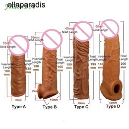 Sex Toys Massager Fxinba Realistic Silicone Penis Extender Sleeve Delay Ejaculation Reusable for Men Cock