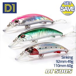 Baits Lures D1 Sea Fishing Heavy Sinking Lure 92mm 49g 110mm 60g Jerk Minnow Bait For Tuna Forefish and Dolphin Fish Depth 1.5 4.0m 230909