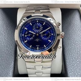 MLF Overseas Perpetual Calendar 4300V 120G-B945 Automatic Mens Watch A2813 4300 Moon Phase Blue Dial Stainless Steel Bracelet No C271v