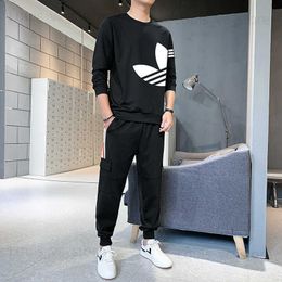 Men's Tracksuits 2023 New Autumn Men's Casual Sports Sweater Casual Pants Two Piece Set 2 Korean style fashion sporty oversize men clothing pants T230910