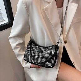 Popular bags for sale Diamond studded women's 2023 summer new trendy and simple chain single shoulder small square versatile