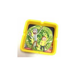 Square silicone ashtray yellow cartoon design plus gasket well made and easy to clean