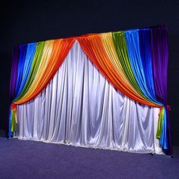 Curtain Backdrop Drapes Background Gauze RainBow 7 Colours Wedding Decoration Romantic Ice Silk Stage Event Party Show el 230909