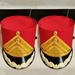 Red Party Army Top Hats For Children Adults School Stage Performance Drum Team Hat Music Guard Of Honour Accessories Military Cosp203g