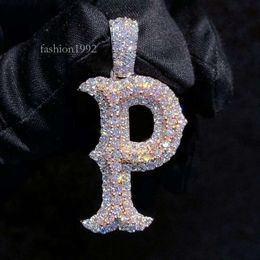 Hip Hop Schmuck Herren Iced Out Custom Letter Anhänger Sterling Sier Vvs Moissanit Diamant Cz Nummer Name Initiale Anhänger