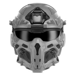 Protective Gear WRonin Assault Fast Tactical Helmet and Tactical Mask Multilens Goggles Builtin headset and Defogging fan Airsoft 183f