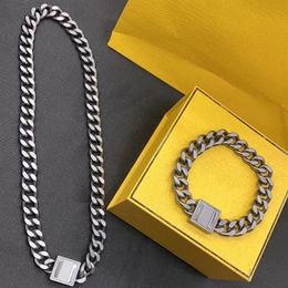 Mens Black Silver Bracelet Necklaces Jewellery Set Designer Chain Letter F Bracelets For Women Couple Chin Necklace Luxury Fashion N279R