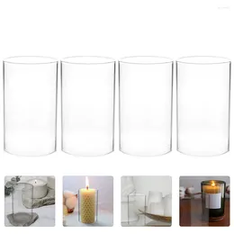 Candle Holders 4 PCS Shade Glass Craft Shades Cone Holder Stand Container Cups High Borosilicate Cylinder House Decorations Home