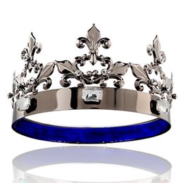 Wedding Hair Jewellery Mingyu male king queen big crown royal baroque gun black prince round female hair accessories 230909