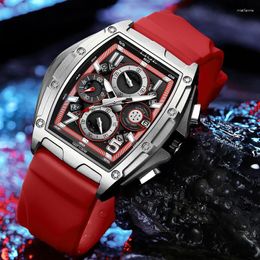 Wristwatches LIGE Top Brand Men's Watches Luxury Square Quartz Wristwatch Waterproof Luminous Chronograph Watch For Men Date Clock Gift Box