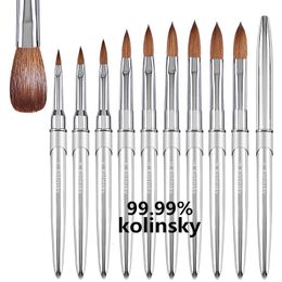 Nail Brushes Acrylic Brush Crimped Kolinsky Silver Metal Handle Suitable for Beginners and Professionals Painting Tool 230909