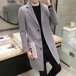 Men's Trench Coats Prowow Foreign Trade Autumn and Winter Woollen Coat Korean Version Slim Fit Mid length Windbreaker Thickened with Cotton 230909