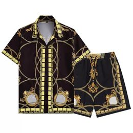 Luxury Designer Shirts Mens Fashion Geometric print bowling shirt Hawaii Floral Casual ShirtsShorts set