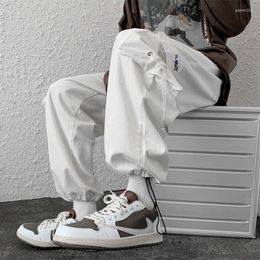 Men's Pants White Mens Hip Hop Cargo Fashion Joggers Casual Streetwear Multi-Pocket Ribbons Harem Sweatpants235M