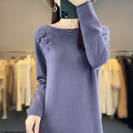 Urban Sexy Dresses 100 Cashmere and Wool Knitting Dresse 2023 Winter Fashion Lengthkeen Warm Quality Dress NJ01 230909