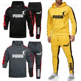 Men's Tracksuits Men Tracksuit Printing Sweatshirts Outfit Two Piece Set Sportwear Hoodies Drawstring Sweatpants Sports Suits Male Casual Clothes T230910
