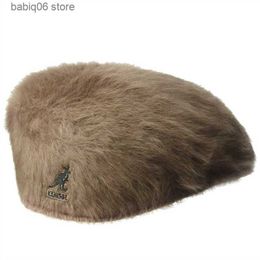 Beanie/Skull Caps Caps KANGOL Tide Brand Kangaroo Embroidery Beret for Women Vintage Painter Hat Autumn Winter Rabbit Fur Men Comt Warmth Y2210378381772 T230910